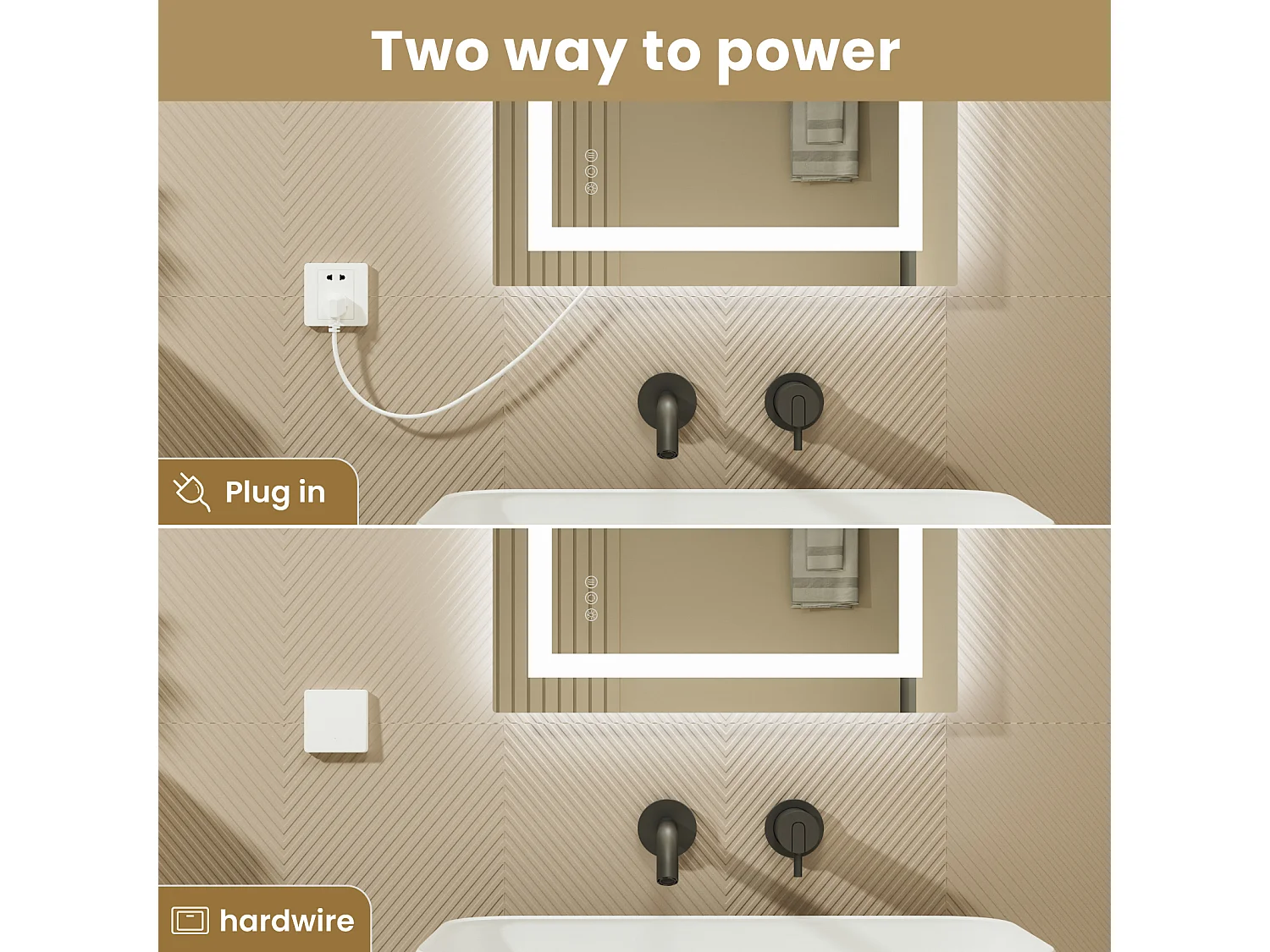 LED Verlichte SpiegelLoep+Driekleurig + Anti-condens 100x60cm Badkamer Dimbaar,Geheugen,Tactiel