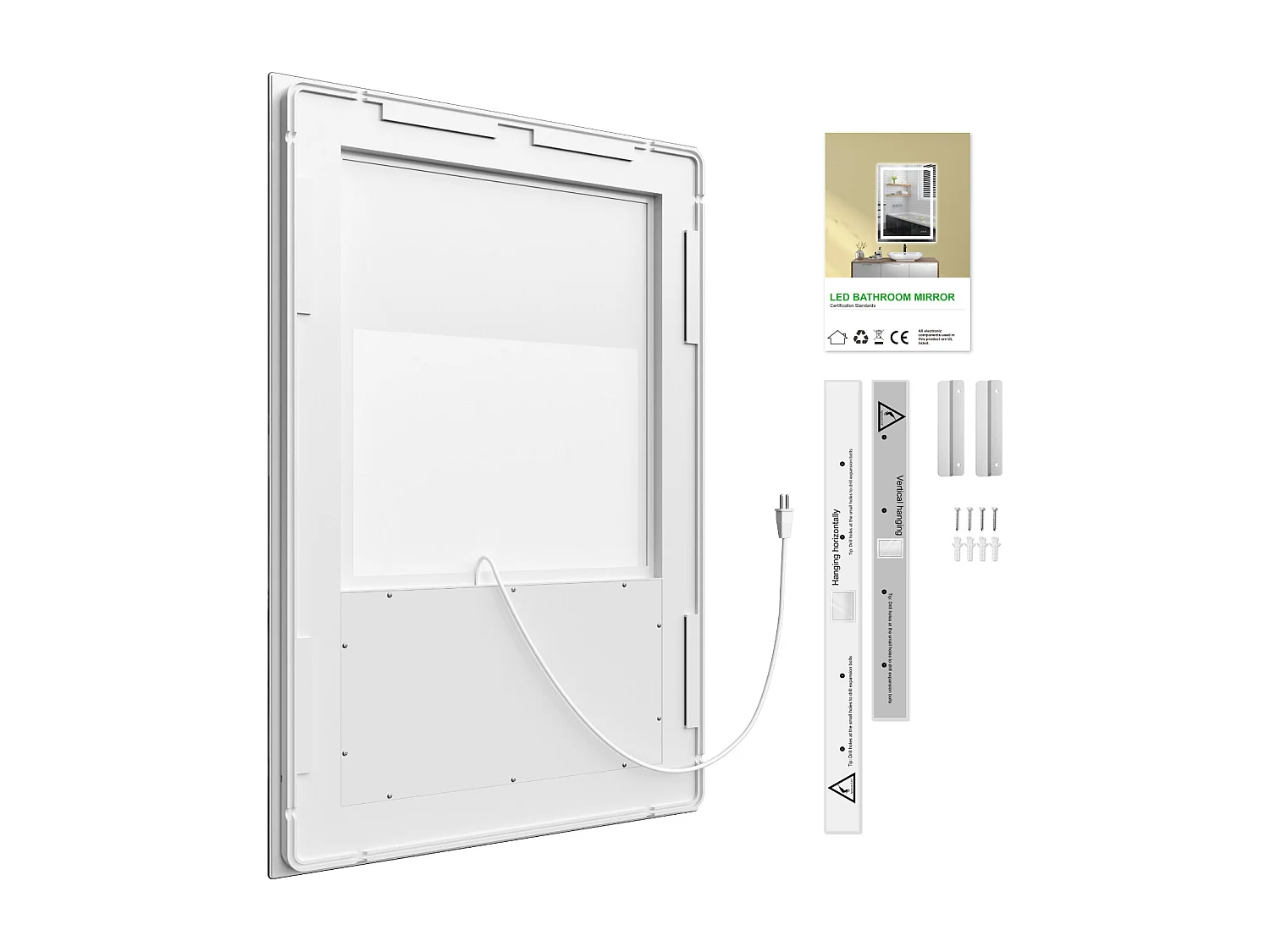 Espejo Iluminado LED Lupa + Tricolor + Antivaho 90x60cm Baño Regulable, Memoria, Táctil