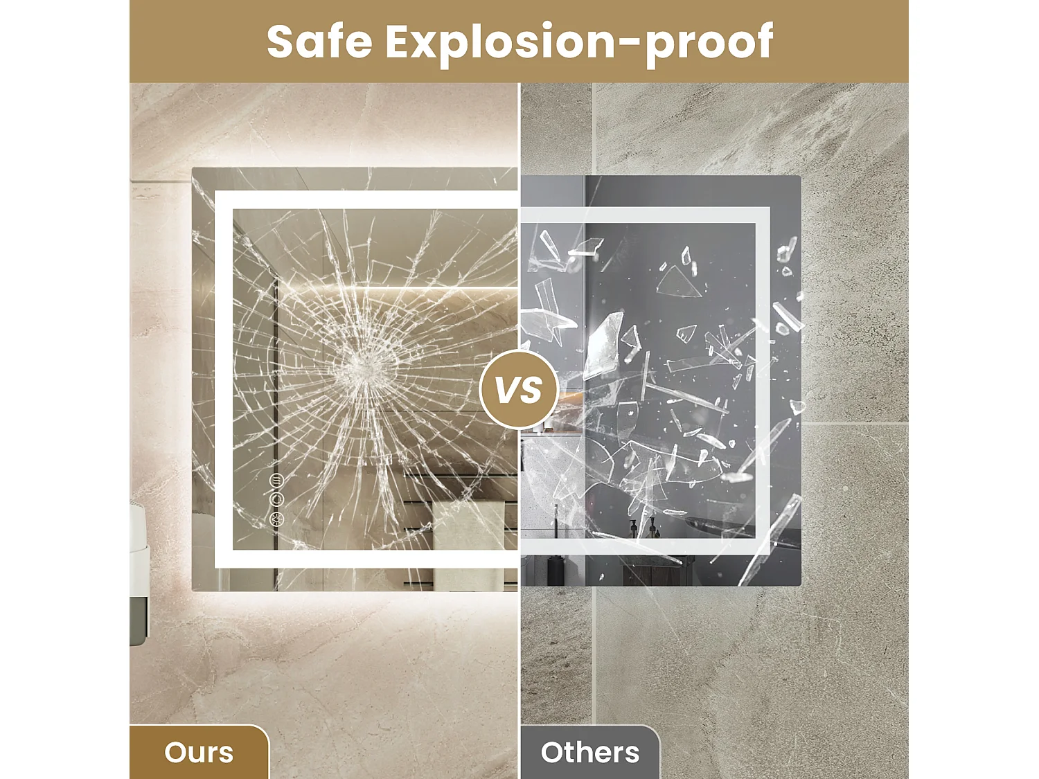 LED Miroir Lumineux Loupe+Tricolore + Anti-buée 90x60cm Salle de Bain Dimmable,Mémoire,Tactile