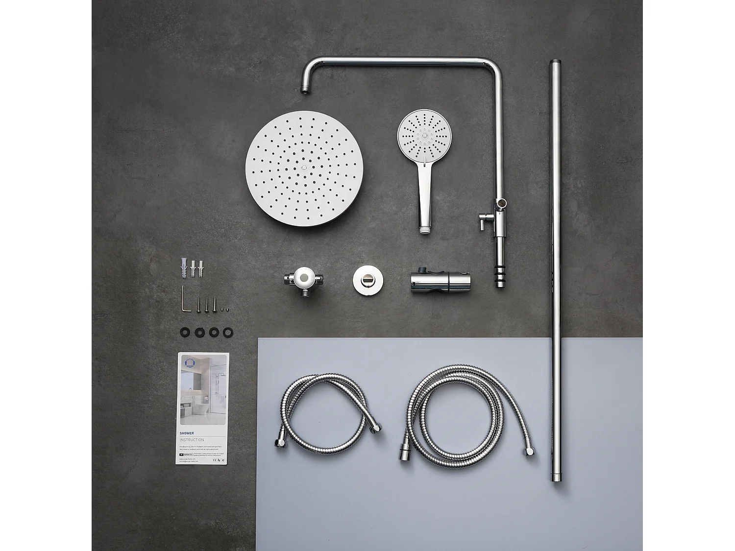 Colonne de Douche Système de Douche Chrome sans Robinetterie, Ensemble de Douche avec Jet rond et Douchette à main 3 modes, Réglable en Hauteur