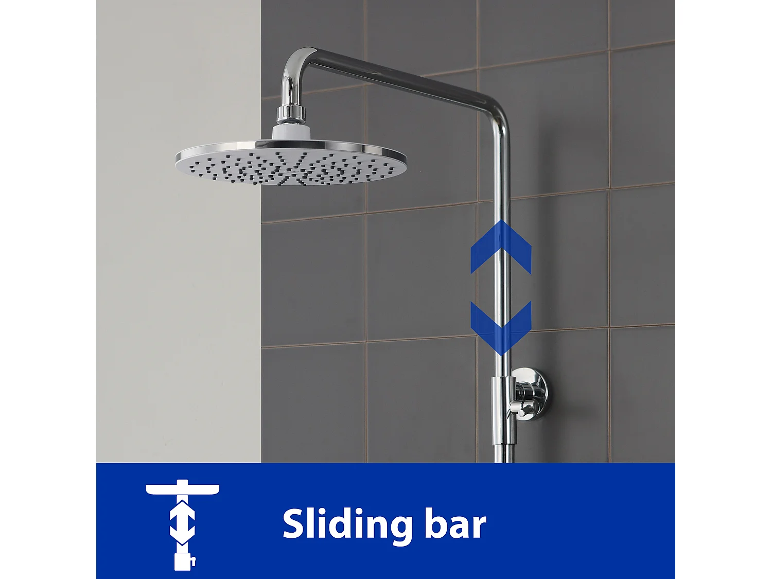 Colonne de Douche Système de Douche Chrome sans Robinetterie, Ensemble de Douche avec Jet rond et Douchette à main 3 modes, Réglable en Hauteur