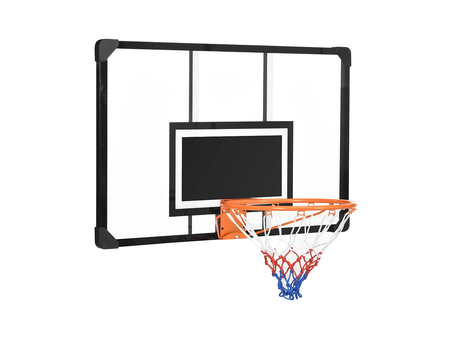 Panier de basketball mural - kit d'installation inclus - acier polycarbonate noir transparent