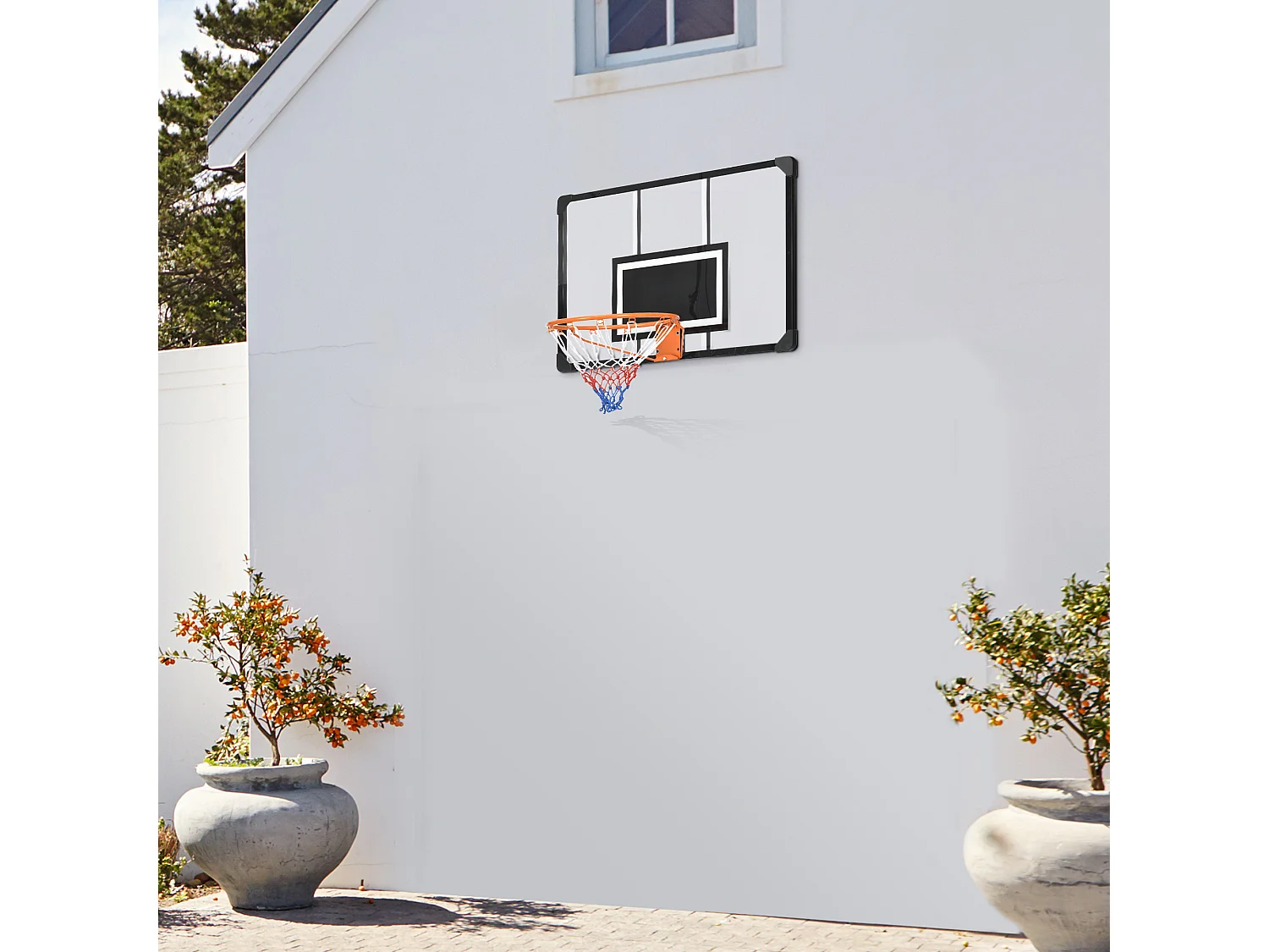 Panier de basketball mural - kit d'installation inclus - acier polycarbonate noir transparent
