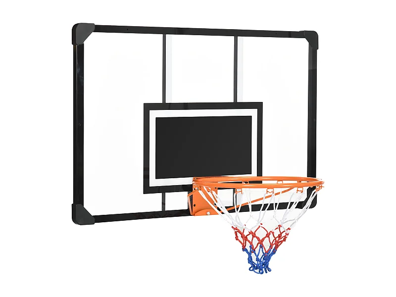 Panier de basketball mural - kit d'installation inclus - acier polycarbonate noir transparent