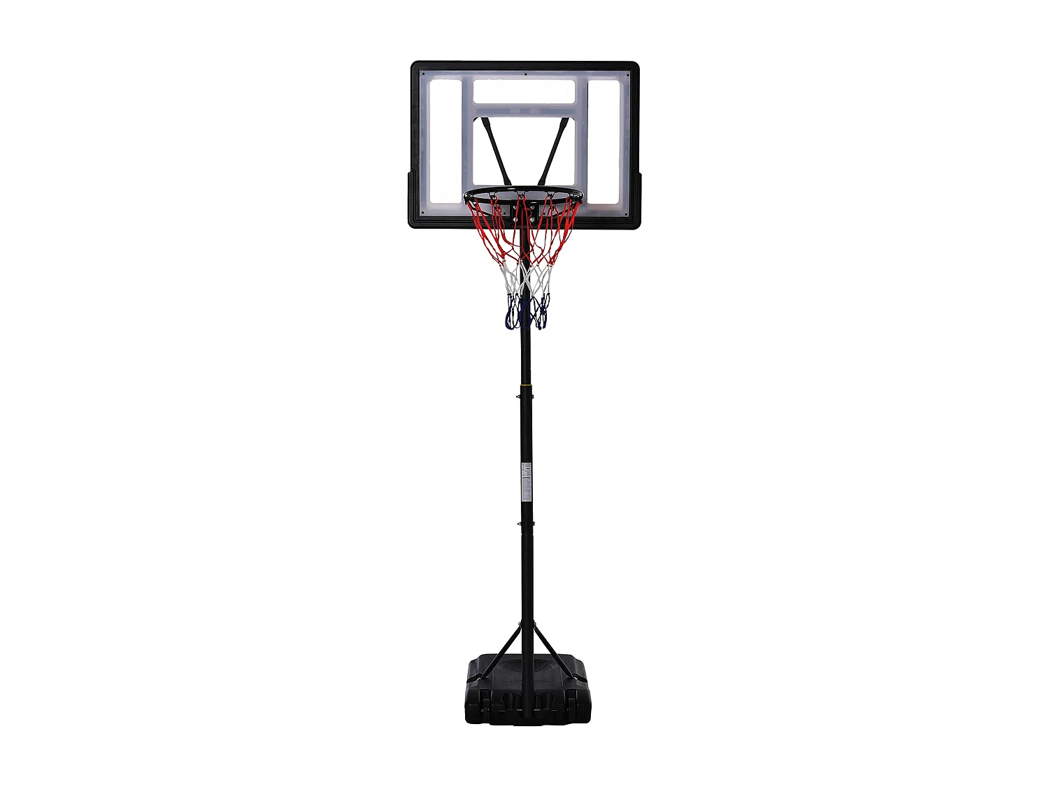 Panier de basketball sur pied - H. réglable 203-258 cm - roulettes, base de lestage - noir