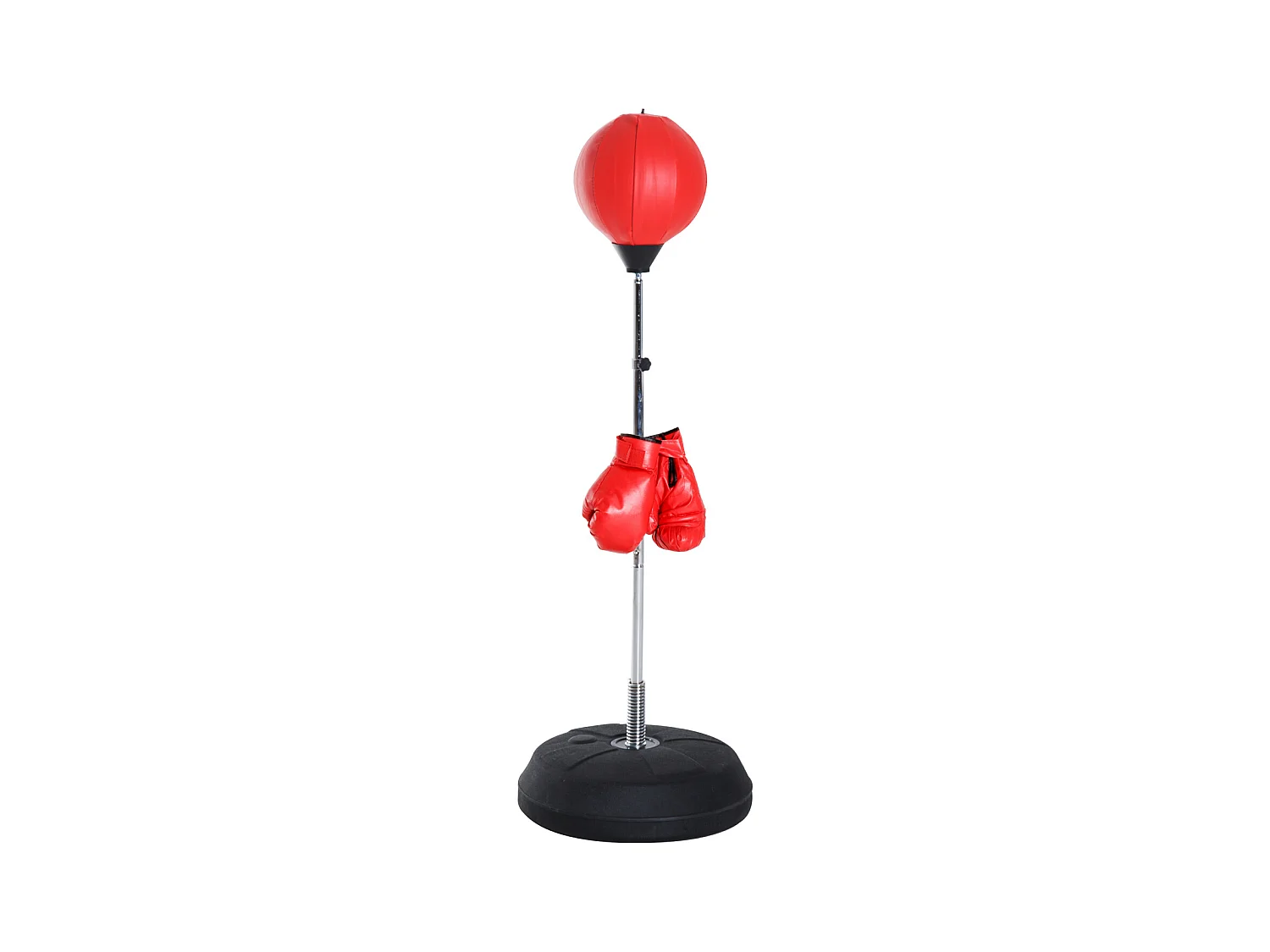 Punching ball sur pied réglable en hauteur 126-144 cm avec gants, pompe et base de lestage rouge