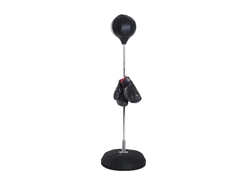 Punching ball sur pied réglable en hauteur 126-144 cm avec gants, pompe et base de lestage noir
