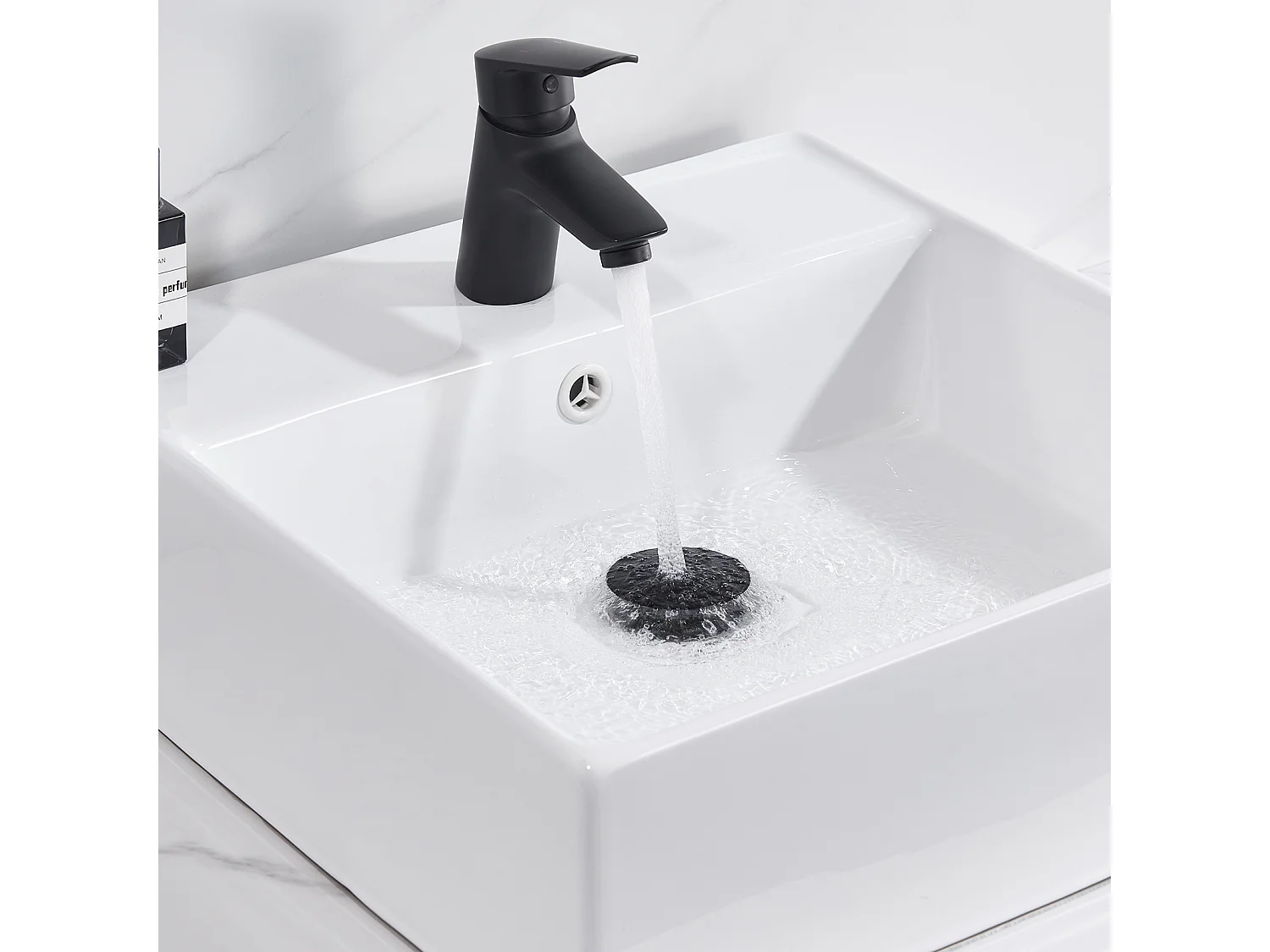 Auralum max 2st Wastafelkraan met Overloop,Wastafelafvoer Pop-upklep,Wastafelafvoer met zeefmand voor badkamer,Zwart