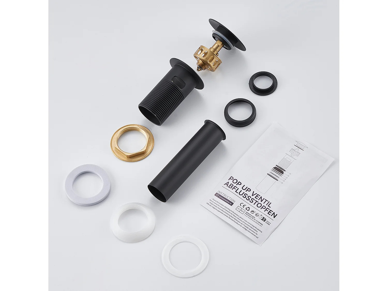 Auralum max Bonde Pop Up avec Trop-Plein,Noir,Universal Lavabo Bouchon de Vidange avec Panier à Crépine,Laiton Anti-Colmatage Vidage Salle de Bain