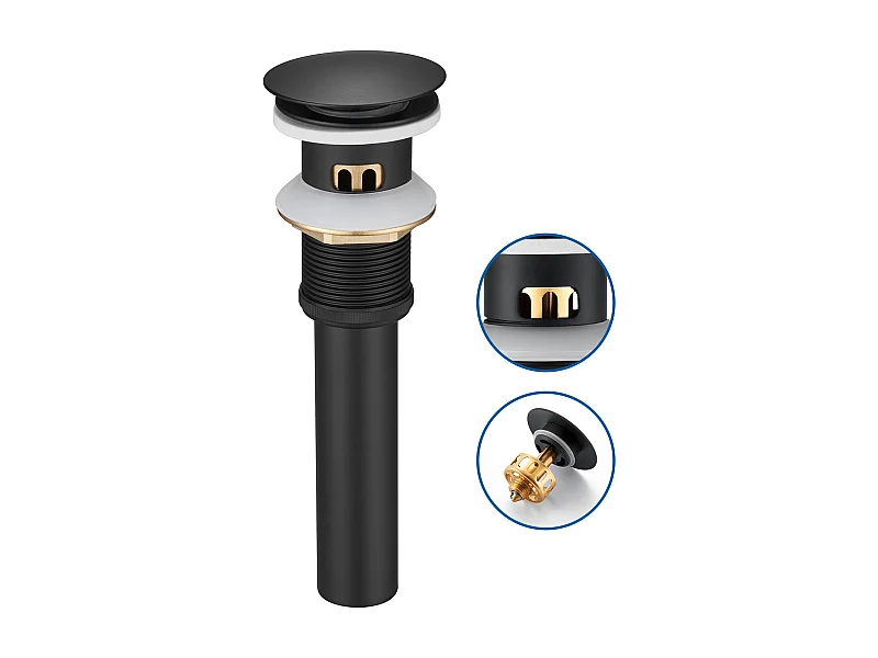 Auralum max Bonde Pop Up avec Trop-Plein,Noir,Universal Lavabo Bouchon de Vidange avec Panier à Crépine,Laiton Anti-Colmatage Vidage Salle de Bain