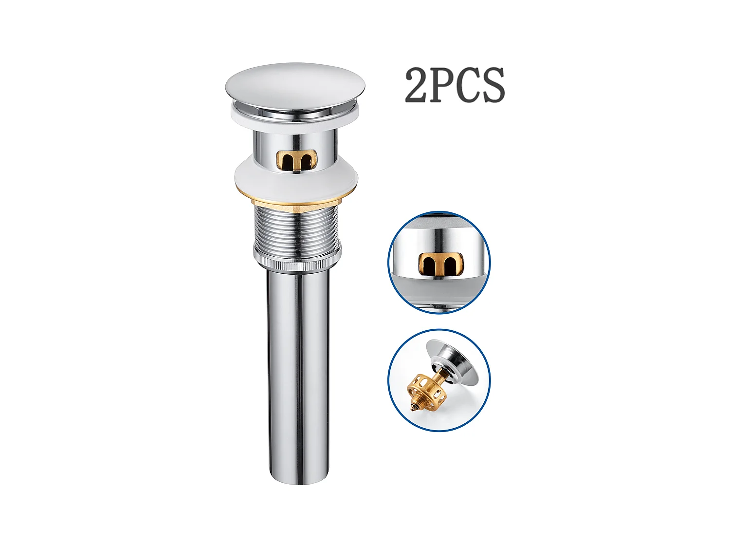 Auralum max 2st Wastafelkraan met Overloop,Wastafelkraan Pop-upklep,Wastafelafvoer met zeefmand voor badkamer,Chroom
