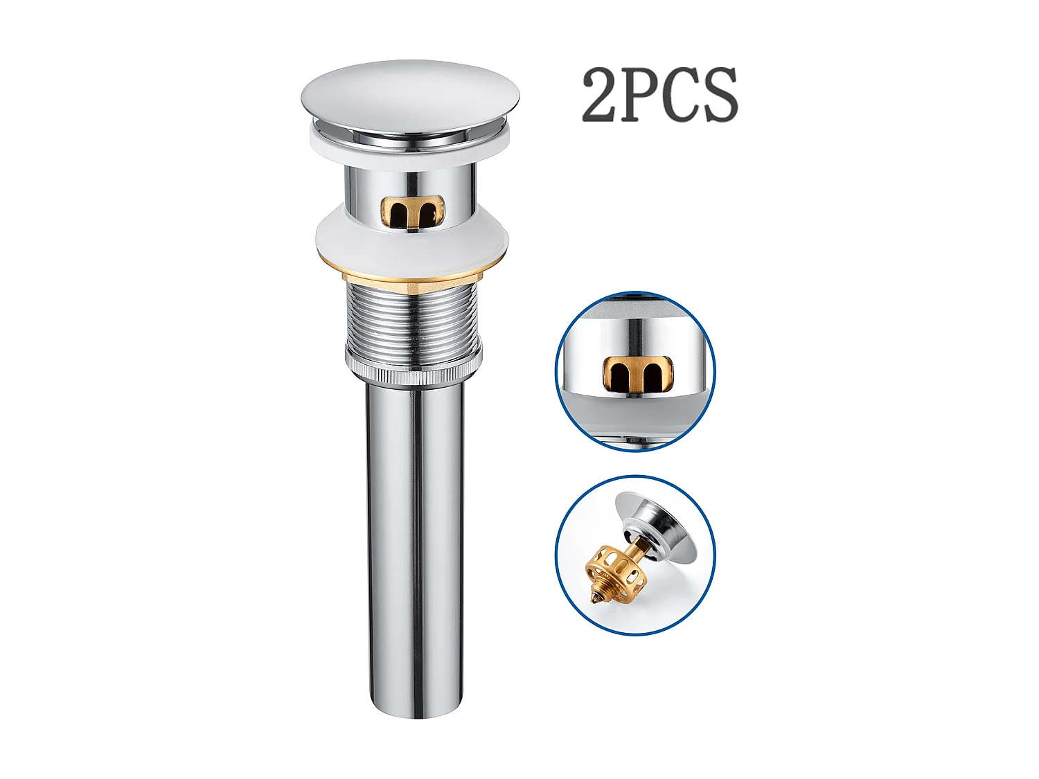 Auralum max 2pcs Bonde de Lavabo avec Trop Plein,Bonde de Lavabo Pop Up Valve,Bonde de Lavabo avec Panier à Crépine pour Salle de Bain,Chromé