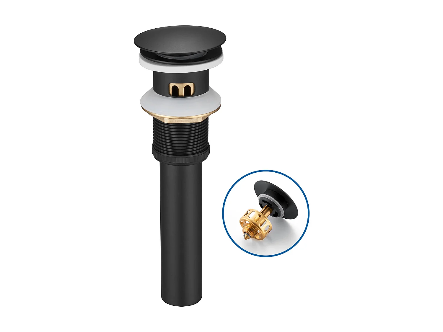 Auralum max  Bonde de Lavabo avec Trop Plein,Bonde de Lavabo Pop Up Valve,Bonde de Lavabo avec Panier à Crépine pour Salle de Bain,Noir