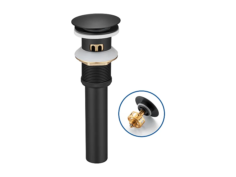 Auralum max  Bonde de Lavabo avec Trop Plein,Bonde de Lavabo Pop Up Valve,Bonde de Lavabo avec Panier à Crépine pour Salle de Bain,Noir