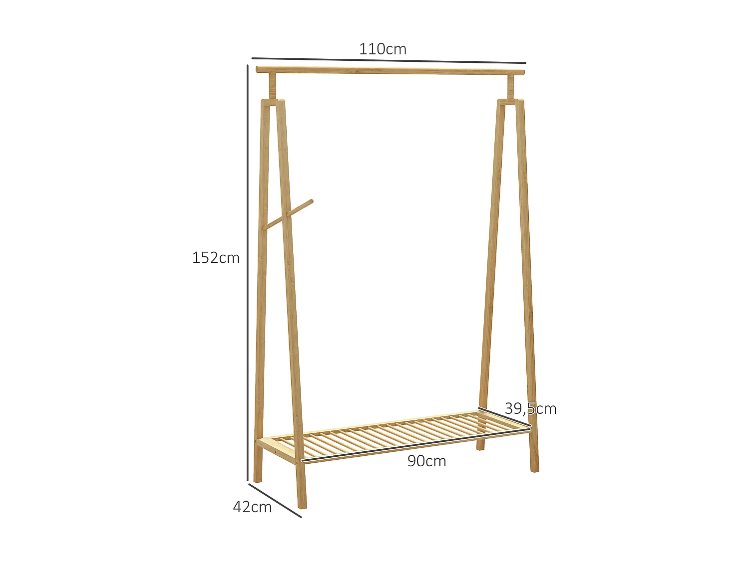 Portant pour vêtement en bambou - penderie avec étagère à chaussures