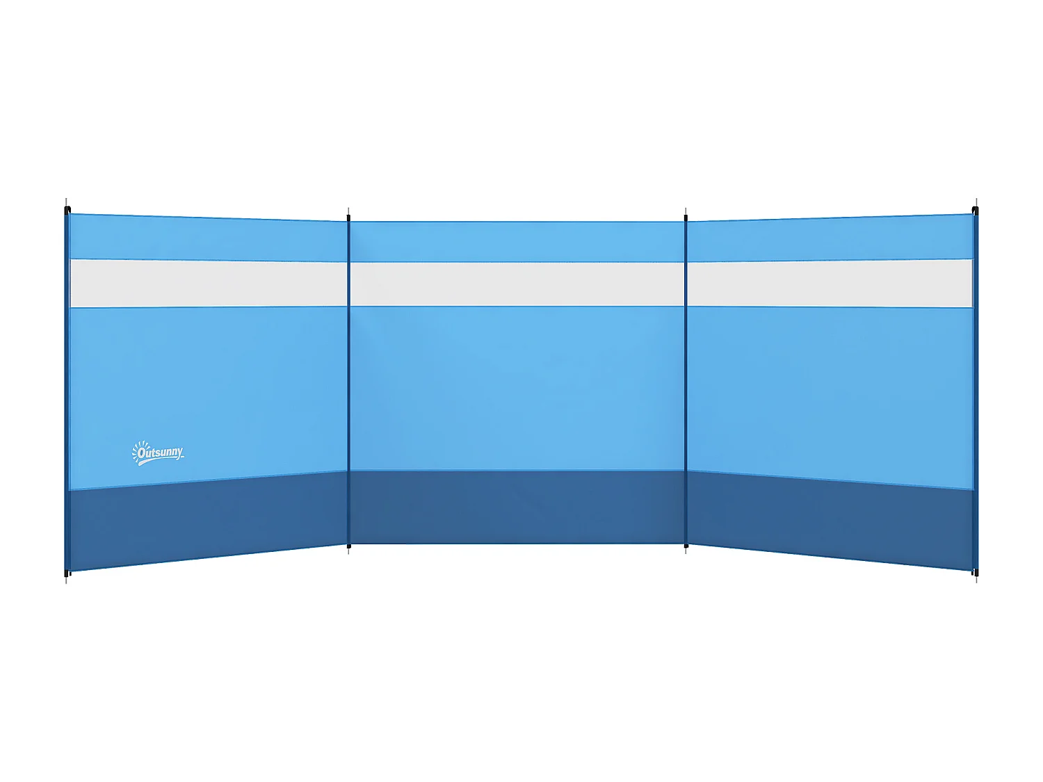 Paravent brise-vue camping plage portable pliable avec sac de transport et poteaux acier dim. 440L x 140H cm bleu