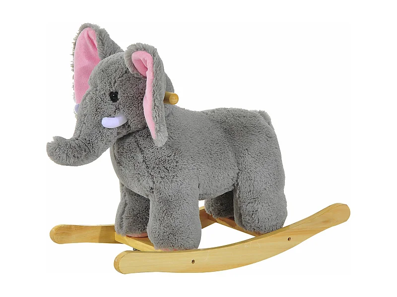 Jouet à bascule éléphant pour enfant +18 mois effet sonore poignées gris