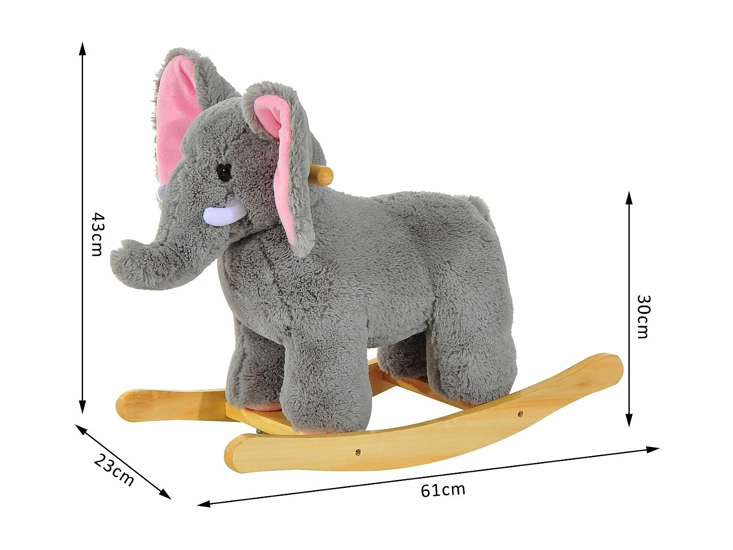 Jouet à bascule éléphant pour enfant +18 mois effet sonore poignées gris