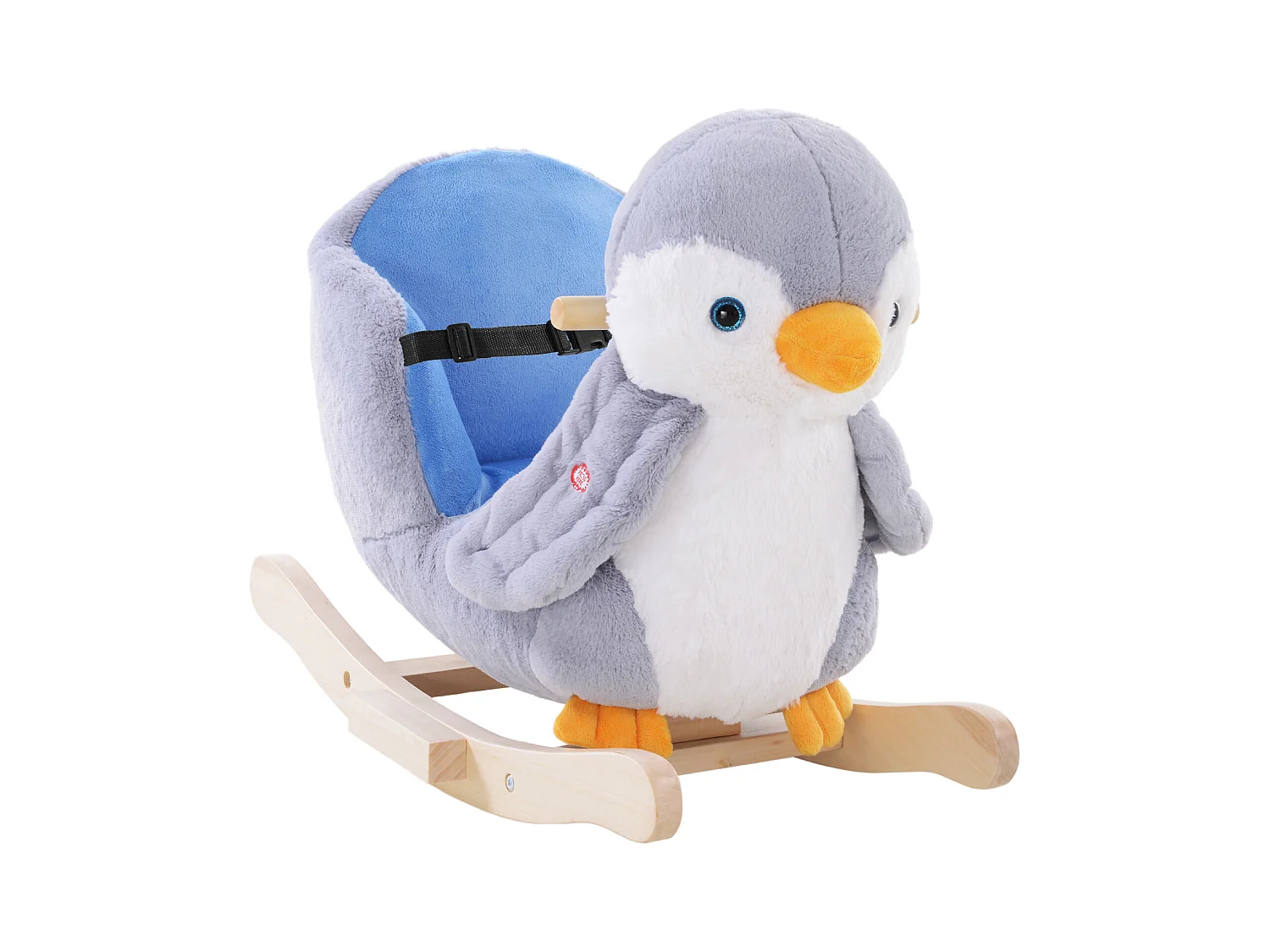 Jouet à bascule pingouin pour enfant +18 mois effet sonore poignées siège ceinture réglable gris
