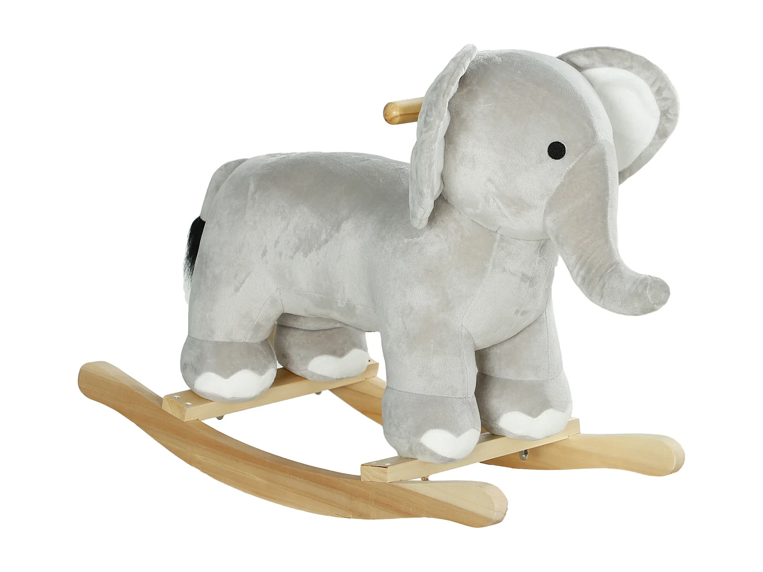 Jouet à bascule éléphant pour enfant +24 mois effet sonore poignées peluche gris