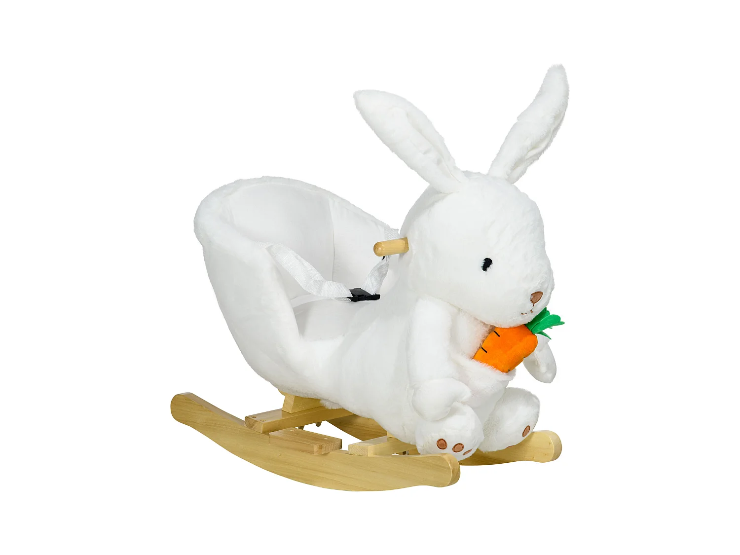 Jouet à bascule lapin siège grand confort intégré avec ceinture fonction sonore clapissement blanc