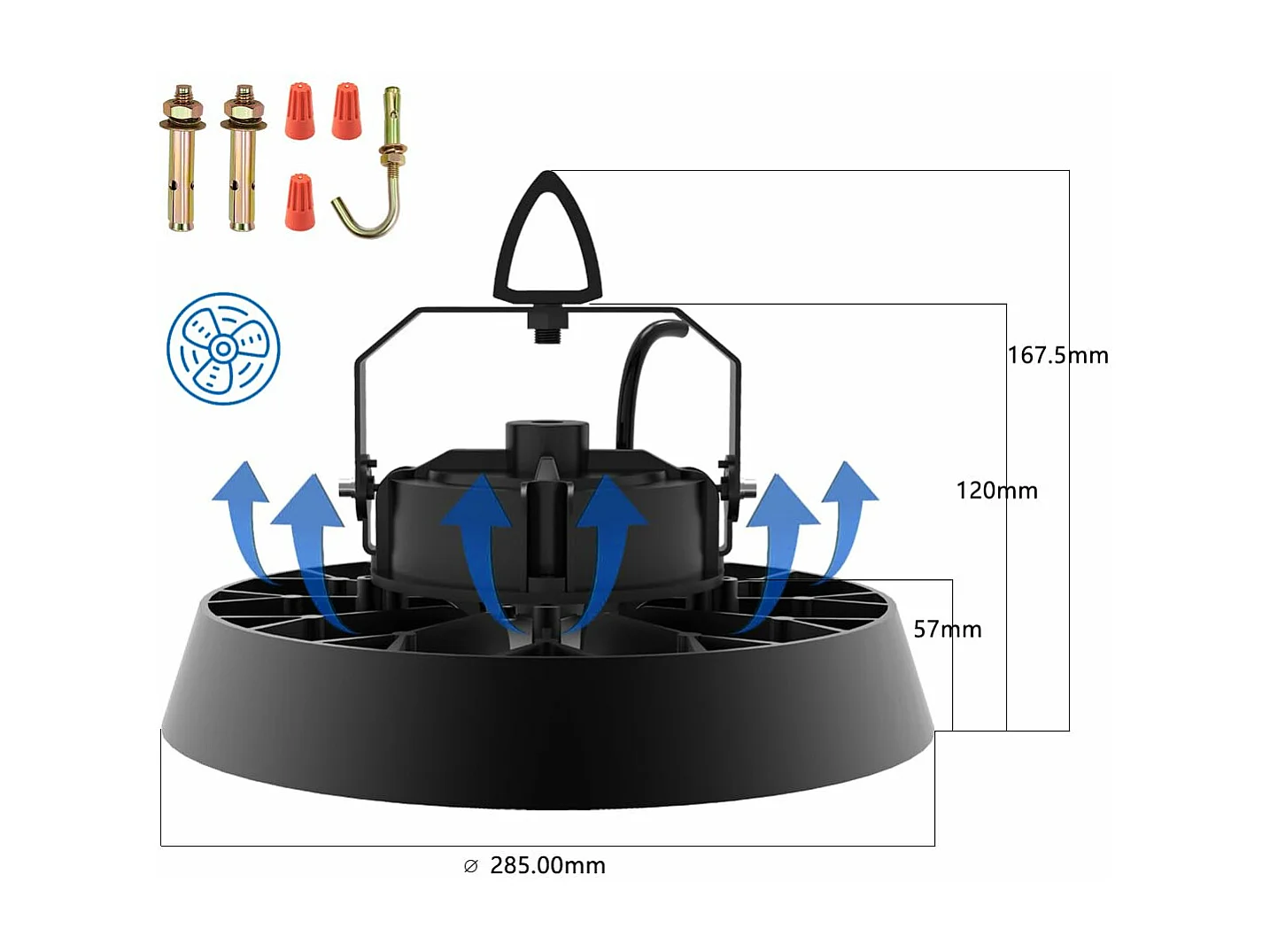 LED Hallenbeleuchtung 200W Kaltweiß 5000K, UFO LED Highbay Flutlicht, 90° Abstrahlwinkel, 34000lm IP65 Industrielampe, Hallenfluter