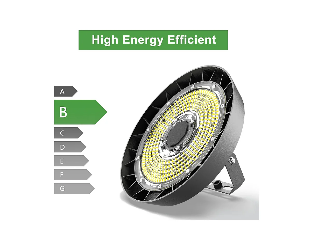 Éclairage de hall LED 200W blanc froid 5000K,Projecteur LED UFO highbay,angle aisceau de 90°,34000lm lampe industrielle IP65, projecteur de hall