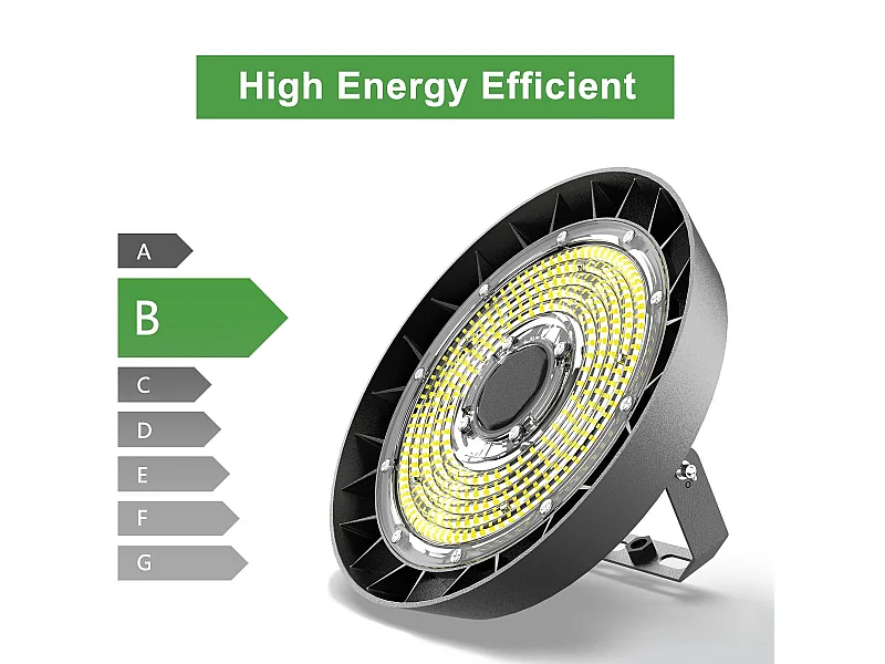 Éclairage de hall LED 200W blanc froid 5000K,Projecteur LED UFO highbay,angle aisceau de 90°,34000lm lampe industrielle IP65, projecteur de hall