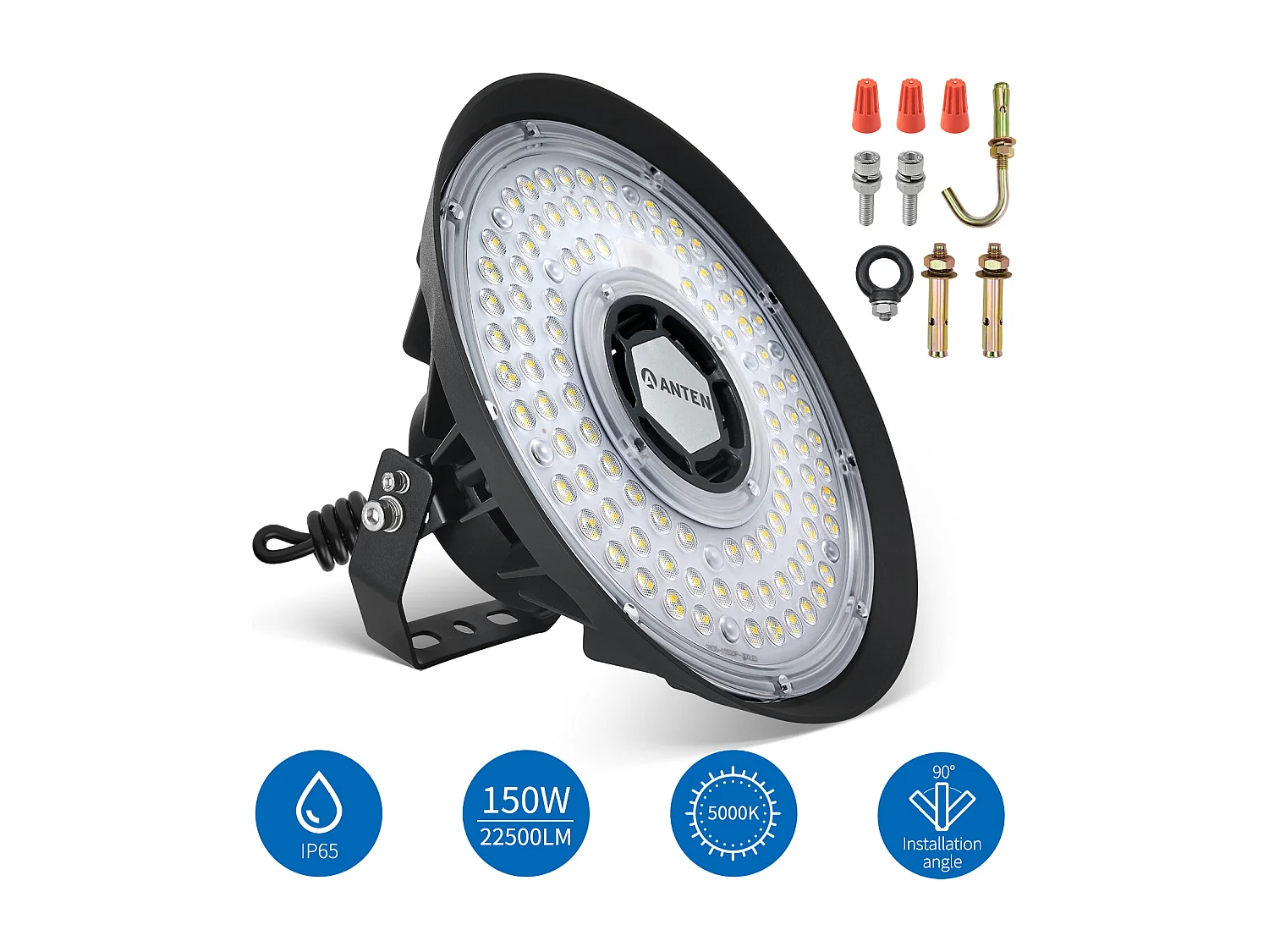 Anten Indoor LED Spot 150W 22500 lm in Kaltweiß (5000 K), LED Raumbeleuchtung mit Effizienzhöhe 150 LM/W, IP65