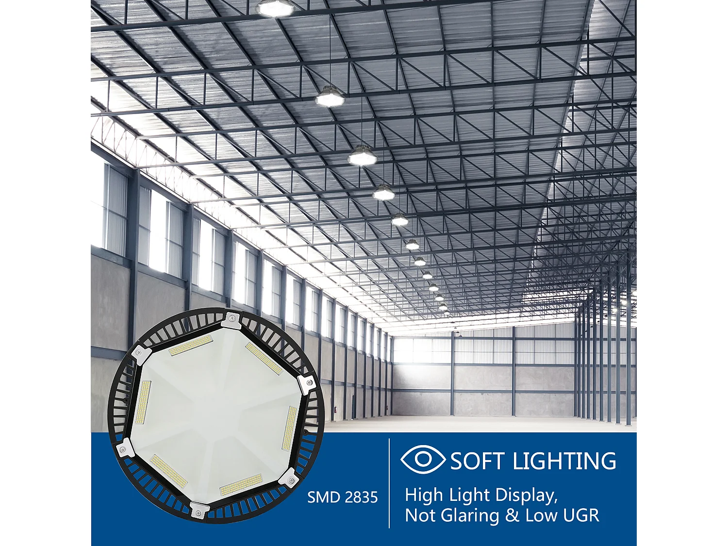 Anten LED Hallenstrahler 150W 19500LM Kaltweiß (4000K) LED Hallenbeleuchtung mit hoher Effizienz 150 LM/W IP65 mit Montagebügel