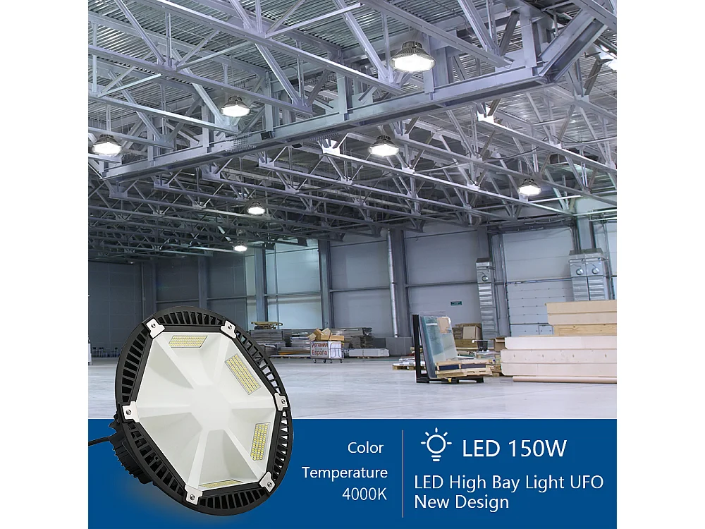 Anten LED Hallenstrahler 150W 19500LM Kaltweiß (4000K) LED Hallenbeleuchtung mit hoher Effizienz 150 LM/W IP65 mit Montagebügel