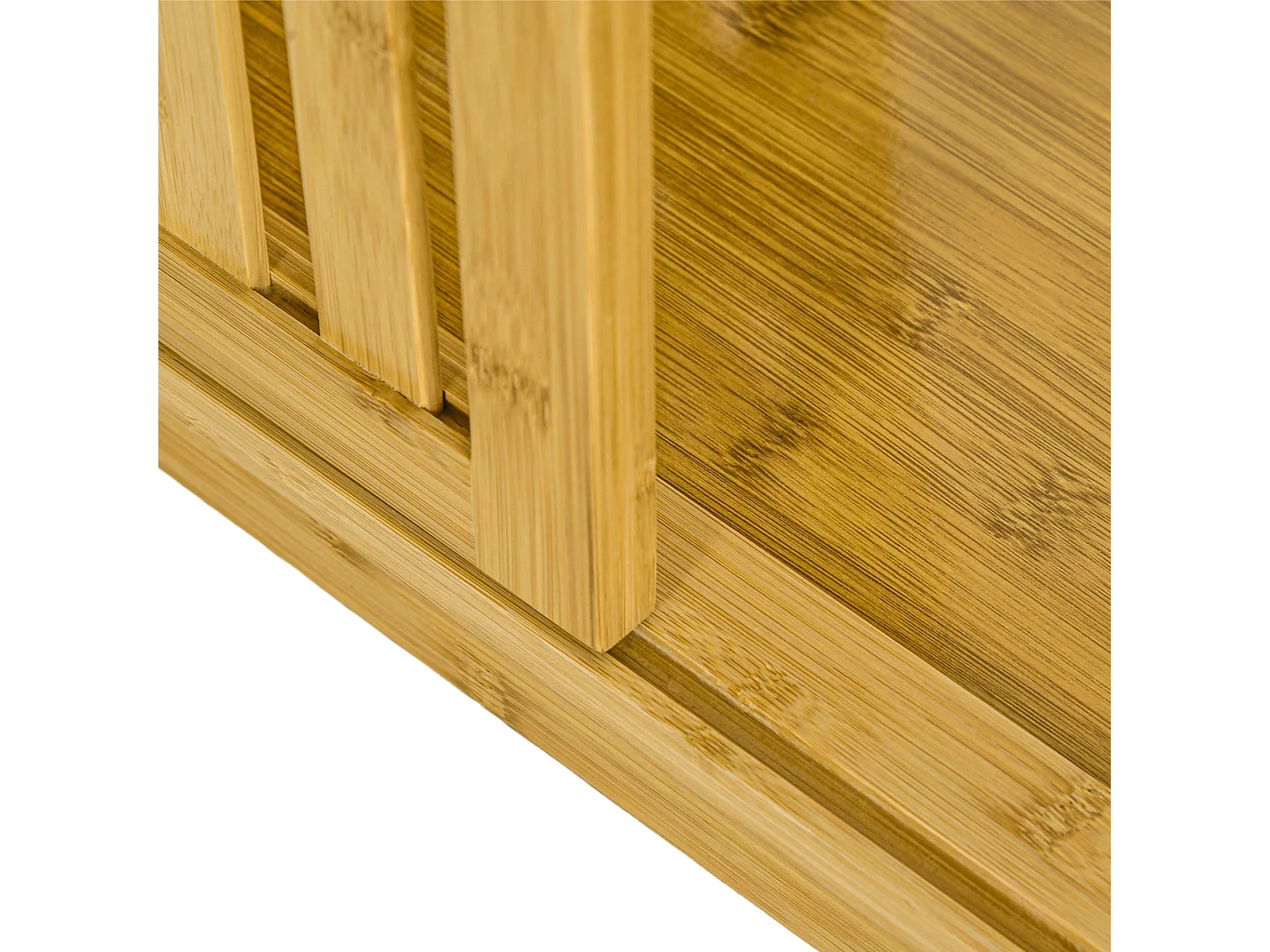 Armoire penderie en bambou - 2 portes coulissantes, 7 étagères, 2 barres - dim. 145L x 35l x 165Hcm