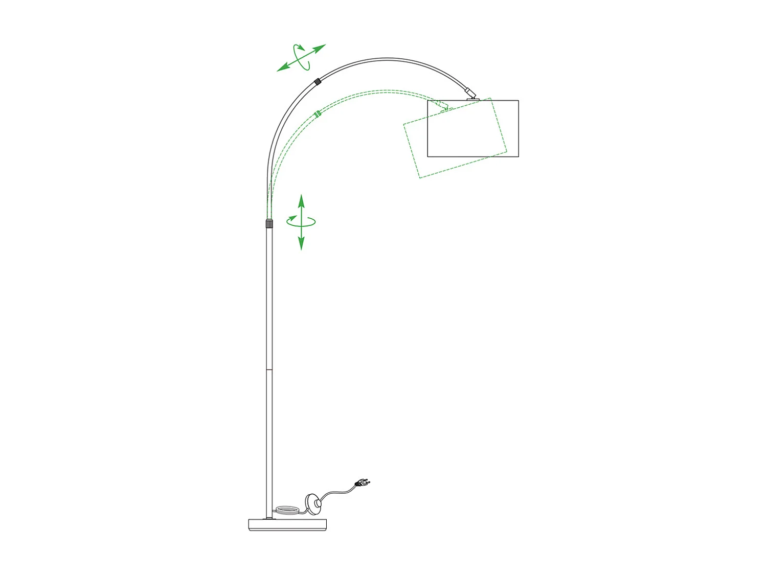 JASMIN Bogen-Stehleuchte | Klassische Stehlampe | E27 9 W 3000 K LED-Birne enthalten | 33 cm schwarzer Lampenschirm | Fußschalter für Schlafzimmer/Büro/Hotel