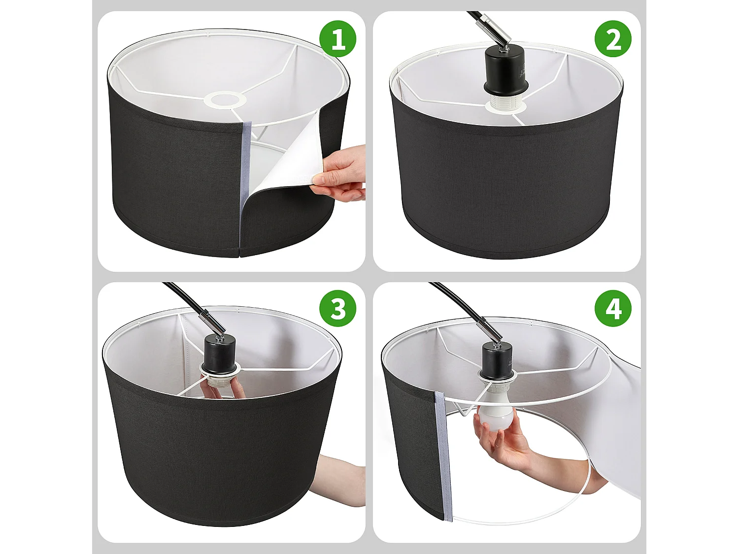 Bogen-Stehleuchte | Klassische Stehlampe | E27 9 W 3000 K LED-Birne enthalten | 33 cm schwarzer Lampenschirm | Fußschalter für Schlafzimmer/Büro/Hotel