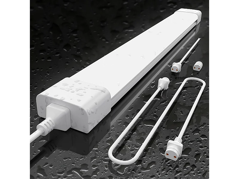 18W Neon LED 60CM, 1980lm anschließbare LED-Röhre, Naturweiß (4000K) LED-Streifen IP65 für Garage Werkstatt Keller Badezimmer Büro Parkplatz