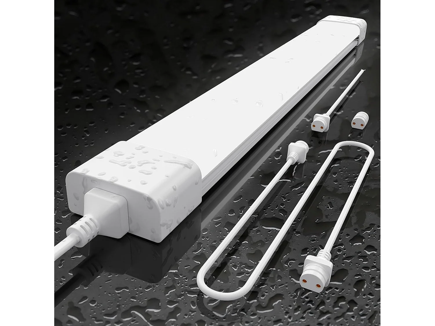 18W Neon LED 60CM, 1980lm anschließbare LED-Röhre, Naturweiß (4000K) LED-Streifen IP65 für Garage Werkstatt Keller Badezimmer Büro Parkplatz