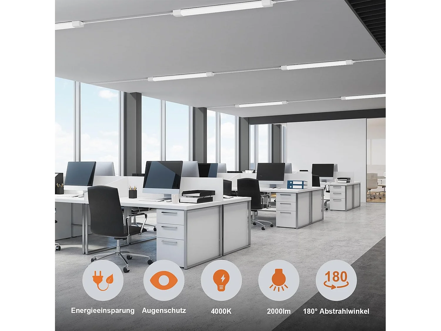 18W Neon LED 60CM, 1980lm anschließbare LED-Röhre, Naturweiß (4000K) LED-Streifen IP65 für Garage Werkstatt Keller Badezimmer Büro Parkplatz