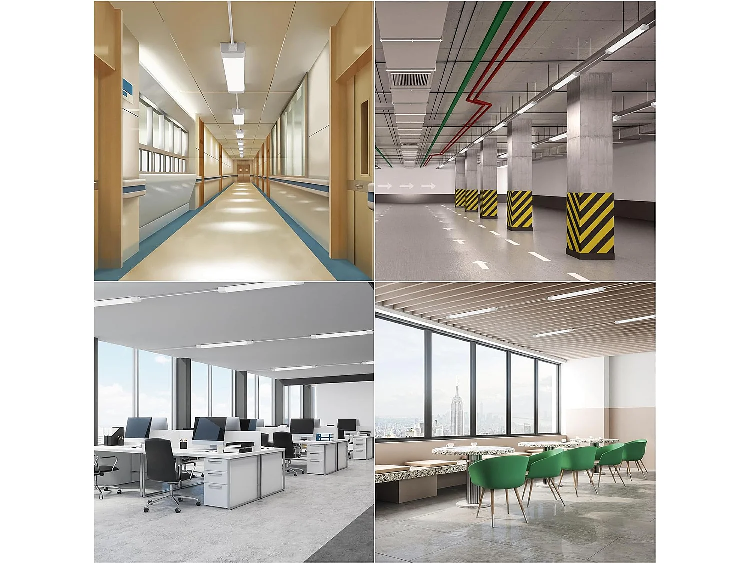 18W Neon LED 60CM, 1980lm anschließbare LED-Röhre, Naturweiß (4000K) LED-Streifen IP65 für Garage Werkstatt Keller Badezimmer Büro Parkplatz