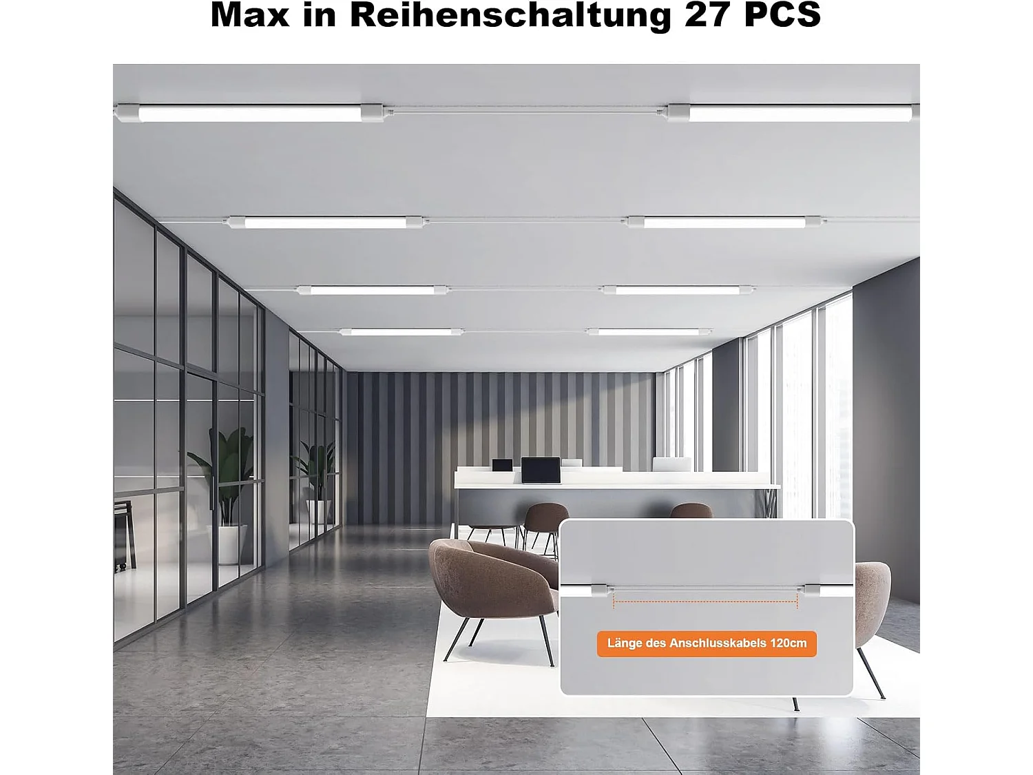 18W Neon LED 60CM,1980lm Connectable Tube LED,Blanc Naturel(4000K) Reglette LED IP65 pour Garage Ateliers Sous-sol Salle de bain Bureau Parking