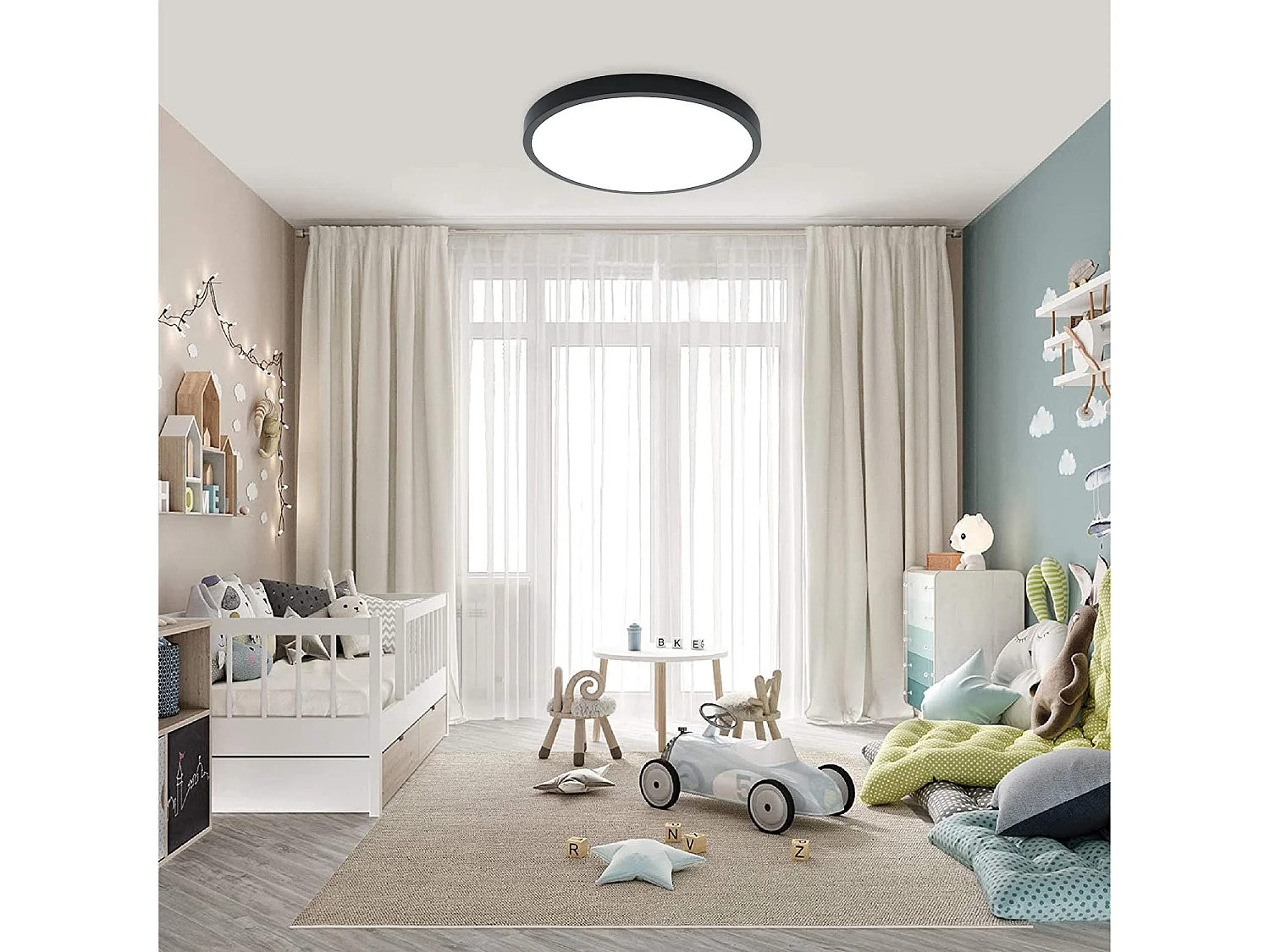 Anten Smart LED-Deckenleuchte 24W(Ø 30cm)|RGB-Hintergrundbeleuchtung| Einstellbare Farbtemperatur 3000–6500 K | Kompatibel mit Alexa/Google Assistant, Schwarz