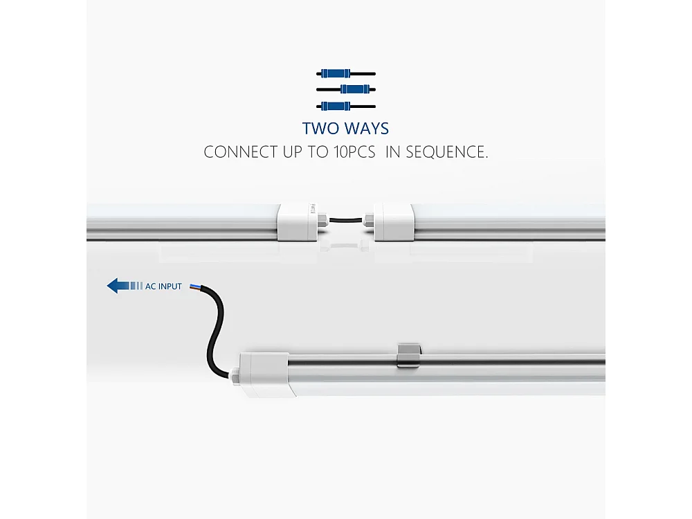 Anten Neon LED 60CM/18W/1980lm Blanc Froid 4000K Tube LED, Reglette LED,IP65 Imperméable Luminaire Plafonnier pour Atelier,Sous Sol,Bureau,Hob