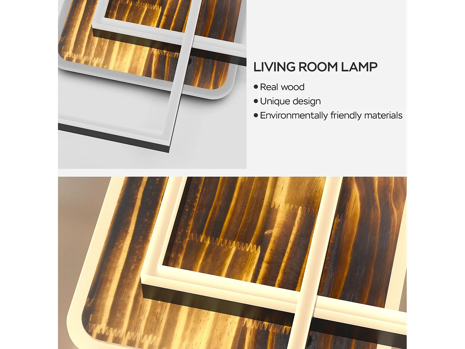 Anten 40W LED Deckenleuchte Wohnzimmer Dimmbar, Deckenbeleuchtung Warm- bis Kaltweiß 3000K-6500K, 3600LM Schlafzimmer, Esszimmer, Schwarz-Holz