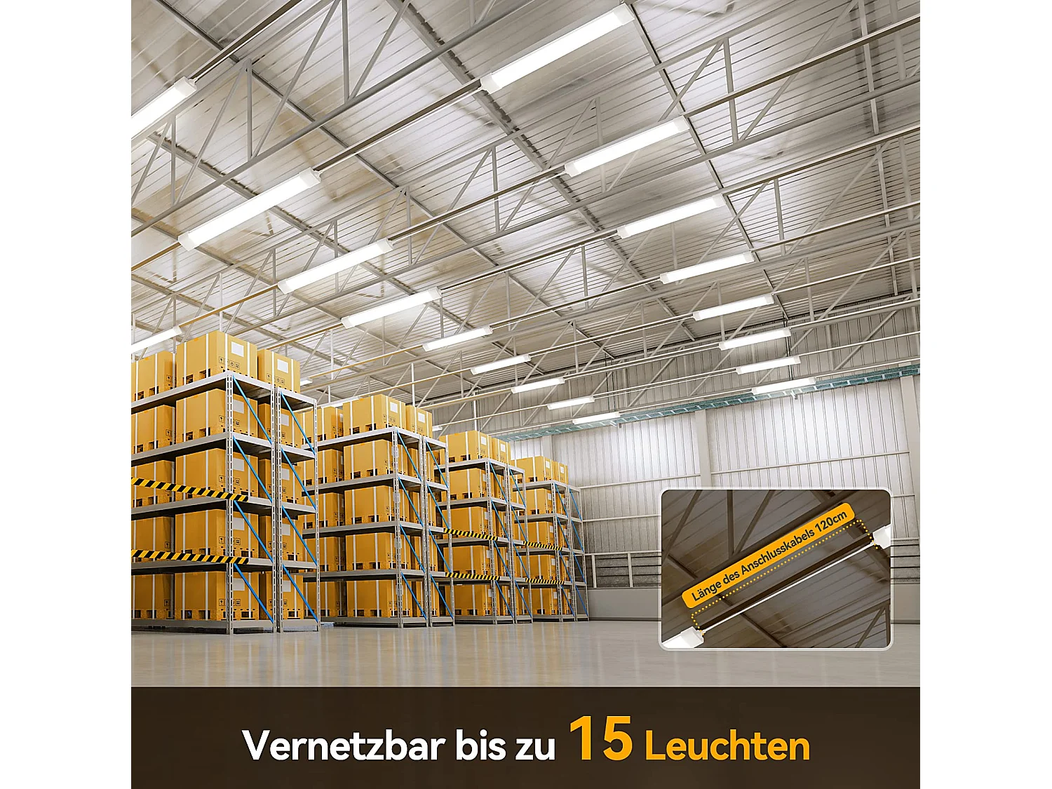 Anten Neon LED 120CM|36W 4000lm Connectable Tube LED|Blanc Naturel(4000K) Reglette LED IP65 pour Garage Ateliers Sous-sol Salle bain Bureau Parking