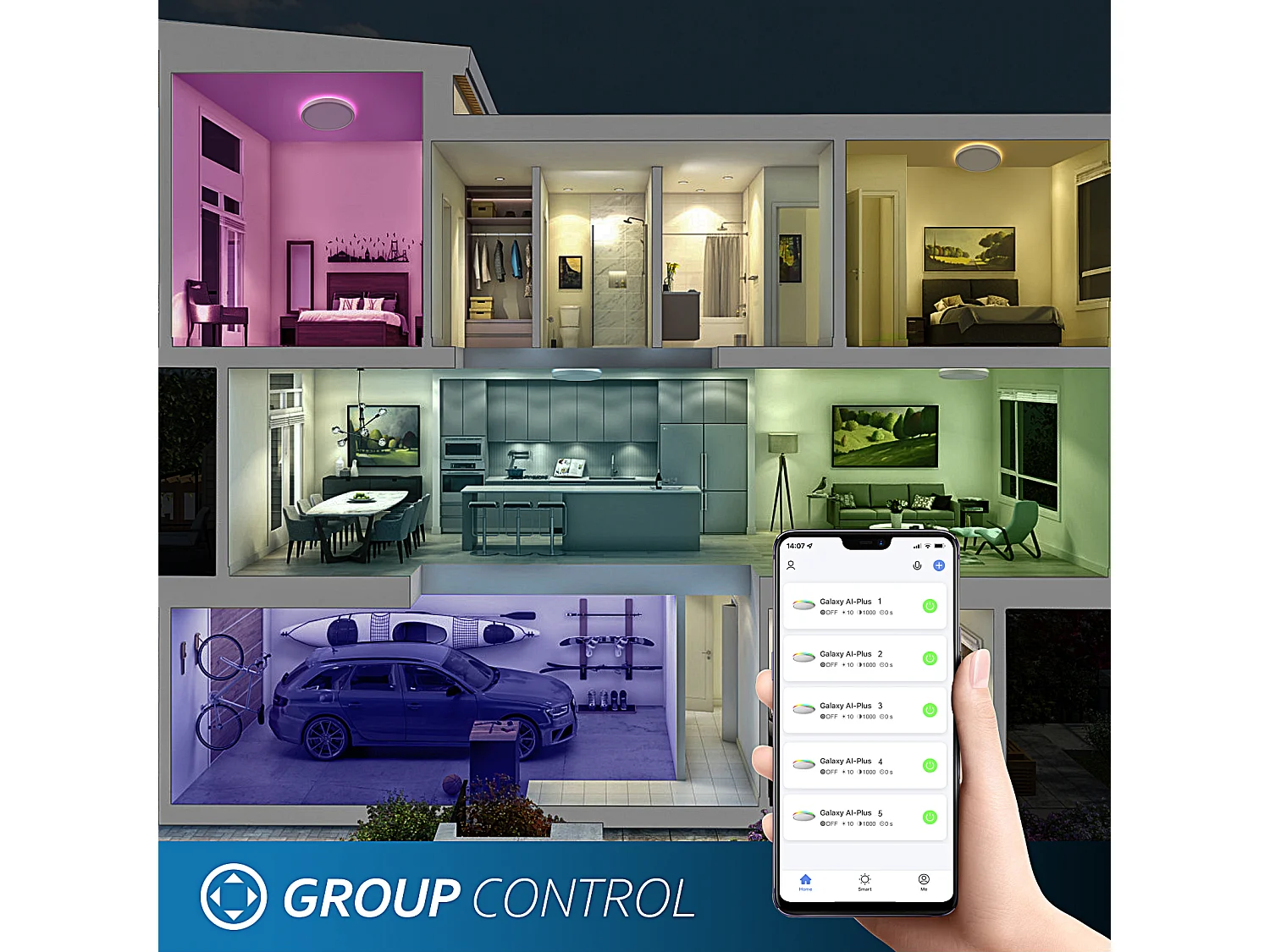 Anten Smart LED-Deckenleuchte 24W (Ø 30cm) | RGB-Hintergrundbeleuchtung | Einstellbare Farbtemperatur von 3000-6500K | Kompatibel mit Alexa und Google Assistant