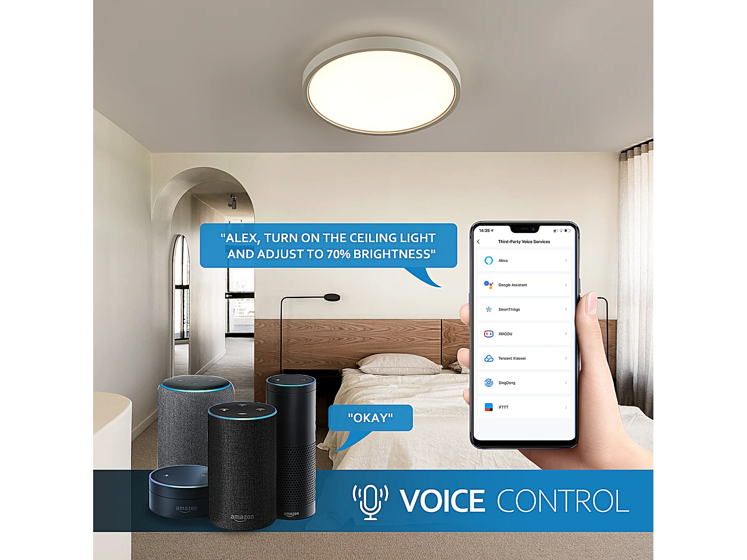 Anten Smart LED-Deckenleuchte 24W (Ø 30cm) | RGB-Hintergrundbeleuchtung | Einstellbare Farbtemperatur von 3000-6500K | Kompatibel mit Alexa und Google Assistant