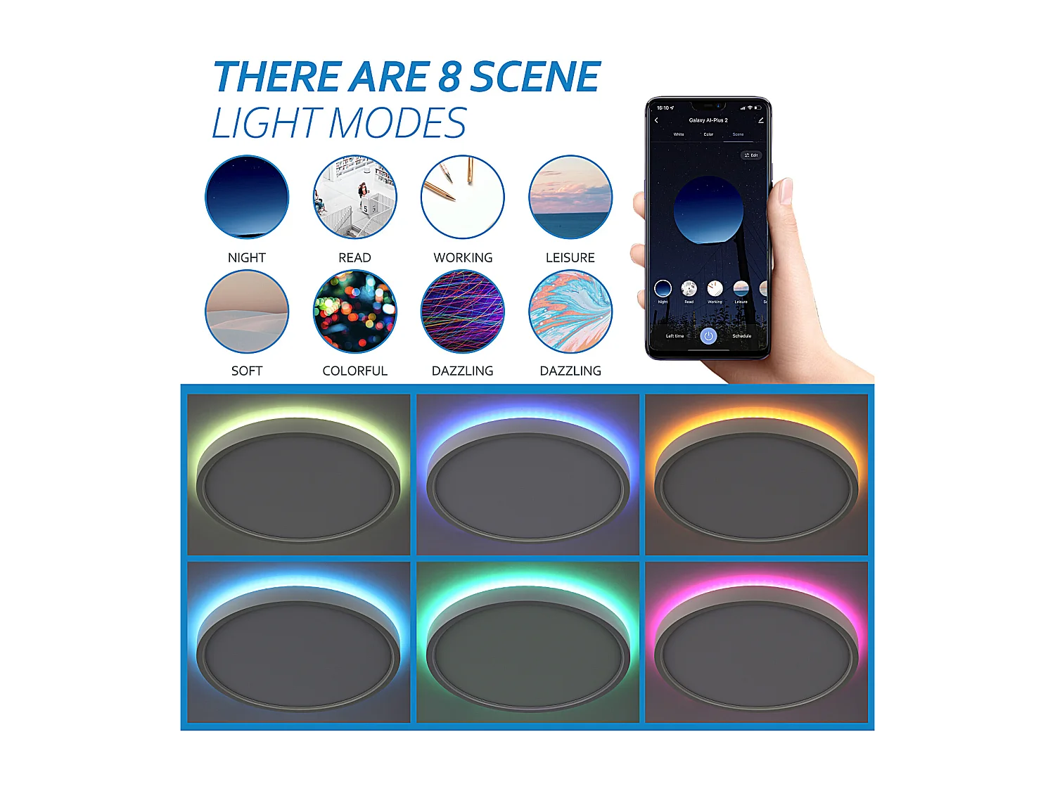 Anten Smart LED-Deckenleuchte 24W (Ø 30cm) | RGB-Hintergrundbeleuchtung | Einstellbare Farbtemperatur von 3000-6500K | Kompatibel mit Alexa und Google Assistant