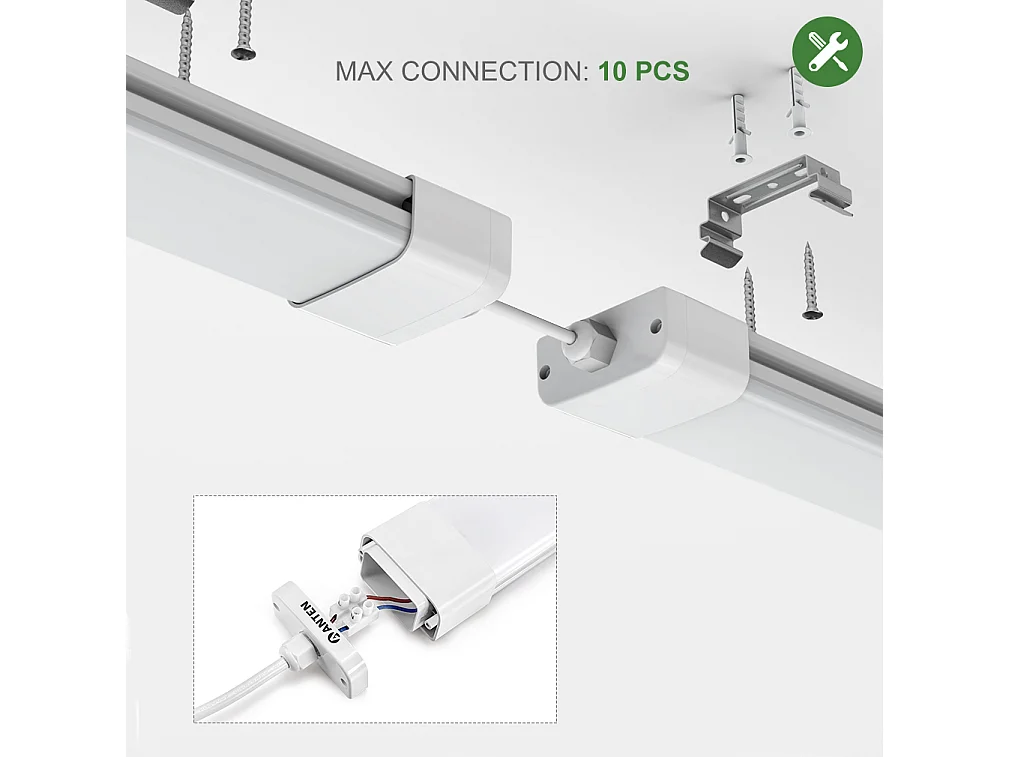 Anten Neon LED 60CM,18W 1980lm Kaltweiß 6000K LED-Röhre, LED-Lichtleiste, IP65 wasserdichte Deckenleuchte für Werkstatt, Keller, Büro, Hobby