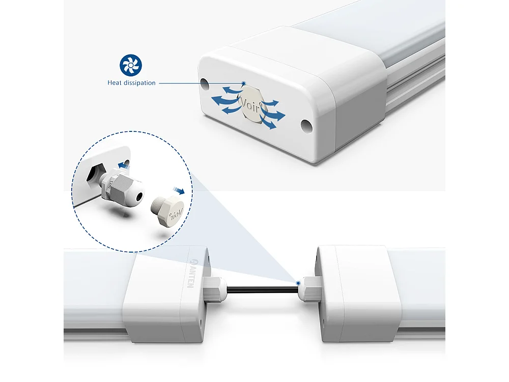 LED-Antenne 120 cm, 36 W, 3600 lm, kaltweiß 6000 K, LED-Röhre, LED-Lichtleiste, IP65 wasserdichte Deckenleuchte, Werkstatt, Keller, Büro, Scheune, groß