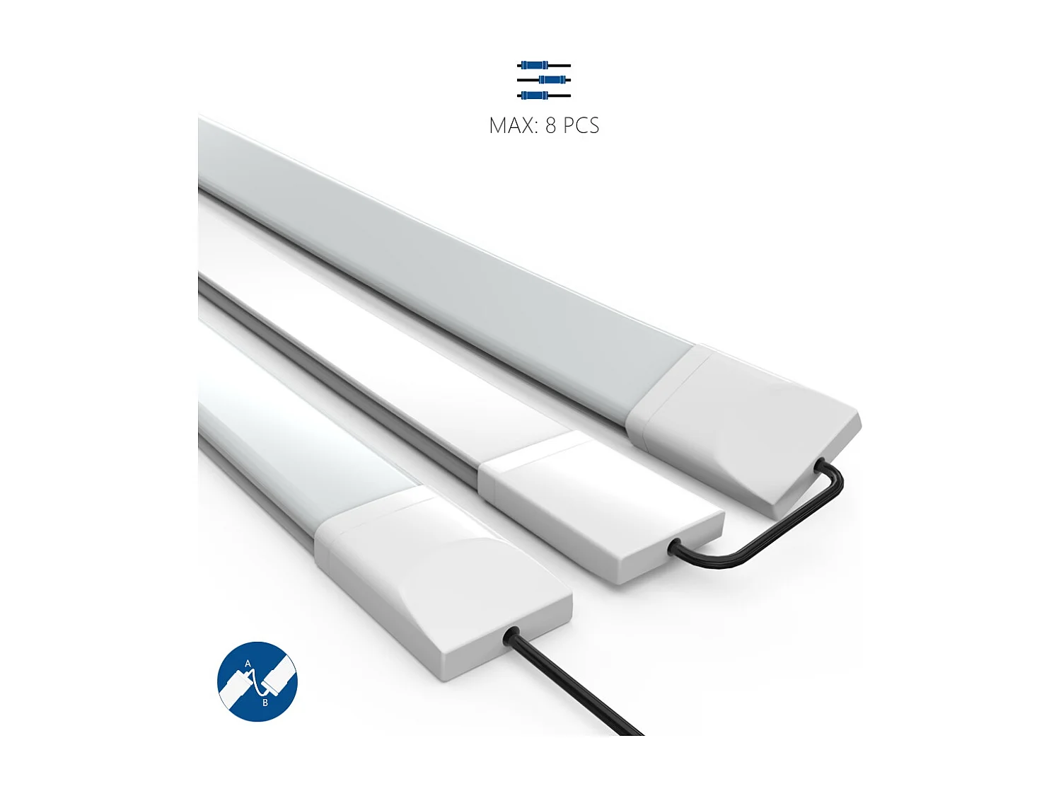 Anten Neon LED 60CM|45W 3960LM Connectable Tube LED|Blanc Naturel(4000K)Reglette LED IP65 pour Garage Ateliers Sous-sol Salle bain Bureau Parking