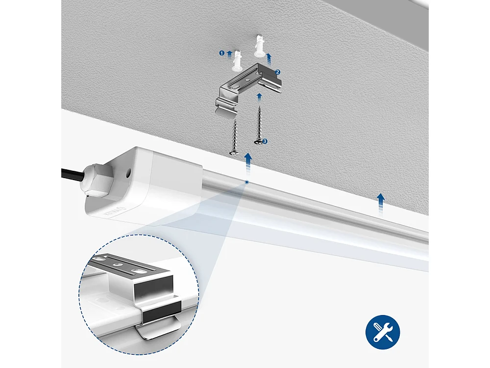 Anten Neon LED 150CM,45W 4950lm Neutralweiß 6000K LED-Röhre, LED-Lichtleiste,IP65 wasserdichte Deckenleuchte für Werkstatt, Keller, Büro, Hobby